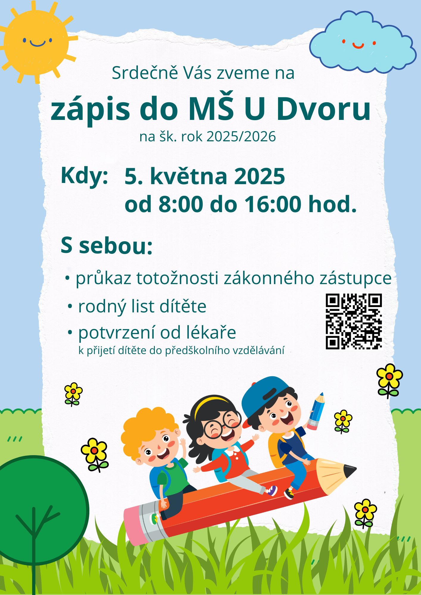 Zápis do MŠ U Dvoru na školní rok 2025/2026